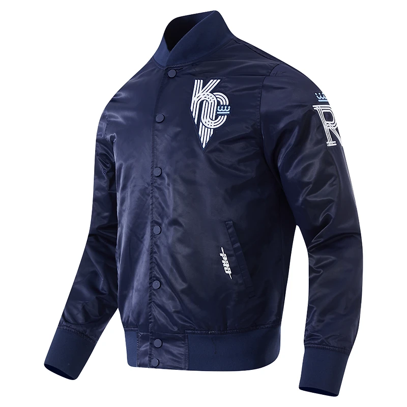 Veste en satin à boutons-pression City Connect Pro Standard bleu marine pour homme des Royals de Kansas