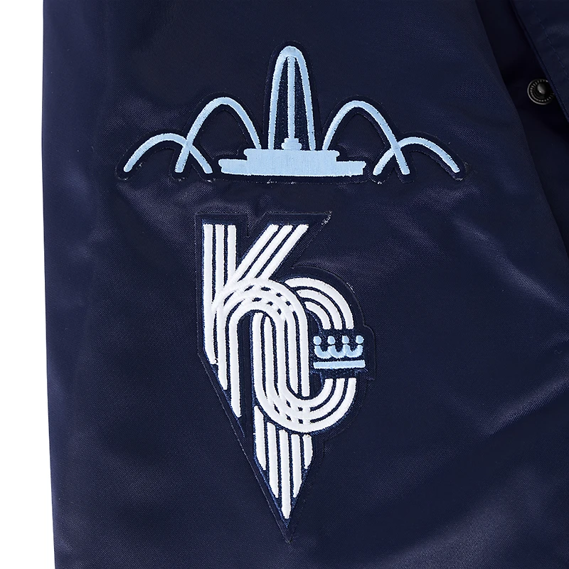Veste en satin à boutons-pression City Connect Pro Standard bleu marine pour homme des Royals de Kansas