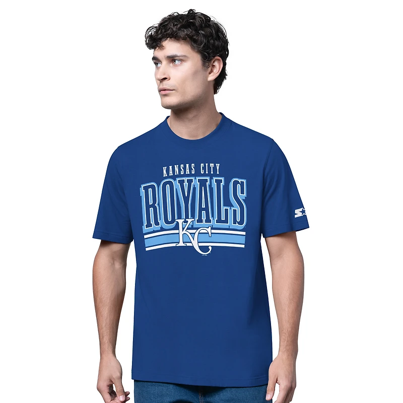 Men's Starter  Heather Gray/Royal Kansas City Royals Two-Pack Long Sleeve & Short T-Shirt Set