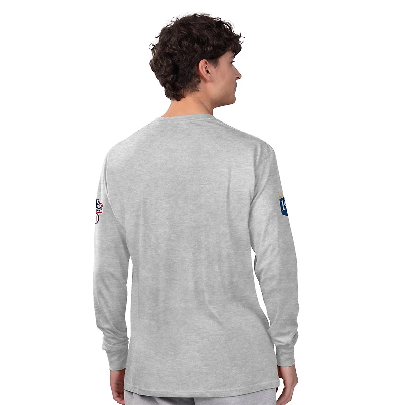 Ensemble de deux t-shirts à manches longues et courtes Starter pour homme, gris chiné/bleu royal, Kansas City Royals