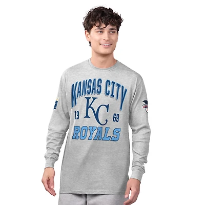 Men's Starter  Heather Gray/Royal Kansas City Royals Two-Pack Long Sleeve & Short T-Shirt Set