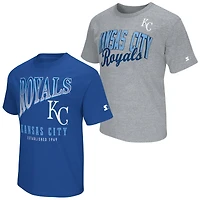 Men's Starter  Royal/Heather Gray Kansas City Royals Two-Pack T-Shirt Set