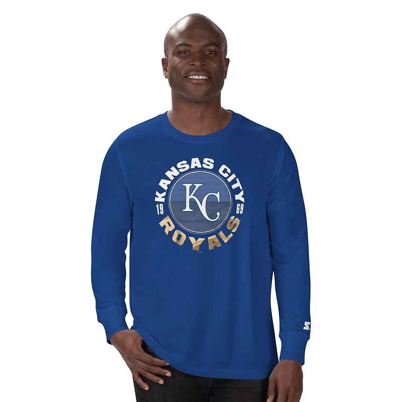 T-shirt à manches longues Starter Royal pour homme, mi-temps des Royals de Kansas City