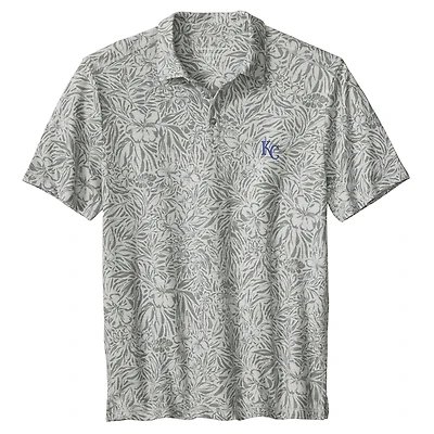 Polo Tommy Bahama IslandZone pour homme, gris Kansas City Royals, motif hibiscus sauvage, mélange de trois tissus