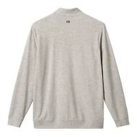 Pull-over TravisMathew pour homme, gris chiné, Kansas City Royals, modèle Cloud Home Game, col zippé, en mélange de trois matières.