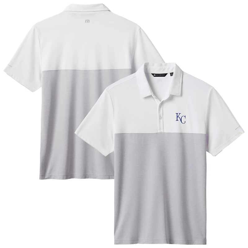 Men's TravisMathew White/Gray Kansas City Royals Home Run Leader Tri-Blend Polo