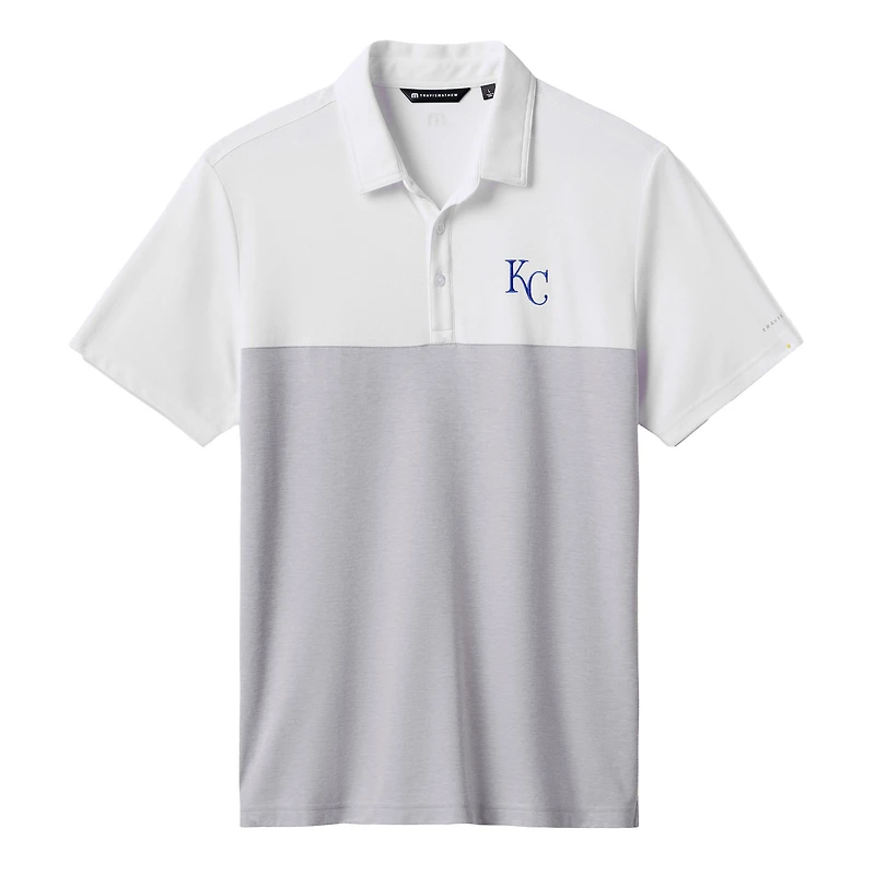 Men's TravisMathew White/Gray Kansas City Royals Home Run Leader Tri-Blend Polo