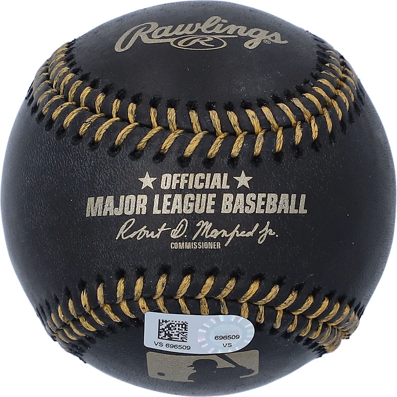 Casquette de baseball en cuir noir autographiée par Mike Yastrzemski des Royals de Kansas City