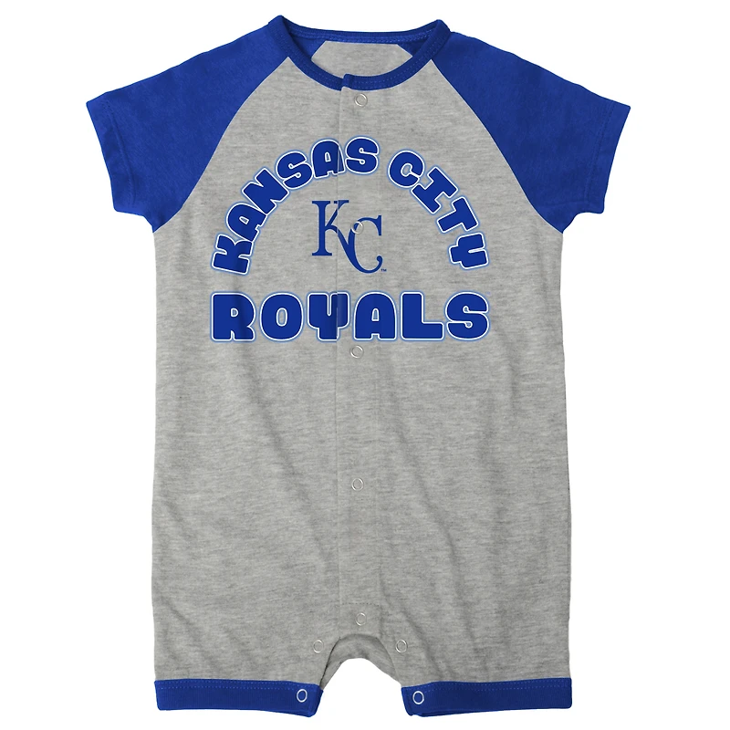 Newborn & Infant Heather Gray Kansas City Royals Extra Base Hit Raglan Full-Snap Romper