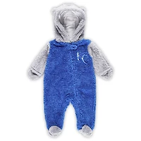 Newborn and Infant Royal/Gray Kansas City Royals Game Nap Teddy Fleece Bunting Full-Zip Sleeper