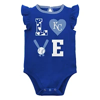Newborn & Infant Royal/Light Blue Kansas City Royals Three-Piece Love of Baseball Bib Bodysuit Booties Set