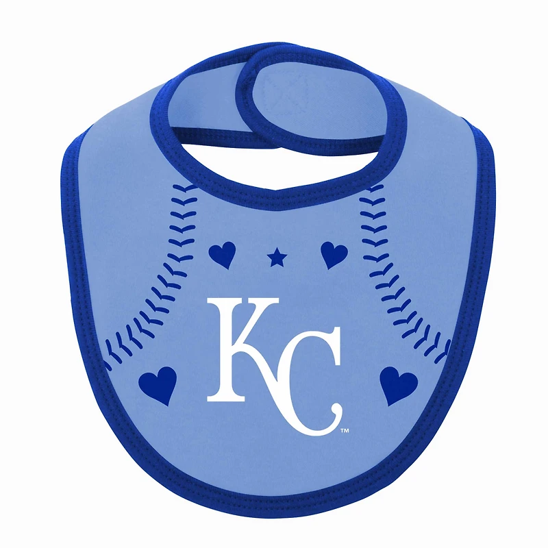 Newborn & Infant Royal/Light Blue Kansas City Royals Three-Piece Love of Baseball Bib Bodysuit Booties Set
