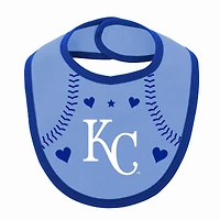 Newborn & Infant Royal/Light Blue Kansas City Royals Three-Piece Love of Baseball Bib Bodysuit Booties Set