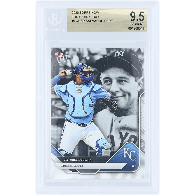 Carte Salvador Perez Kansas City Royals 2025 Topps Now Lou Gehrig Day #LGD-SP authentifiée BGS 9.5