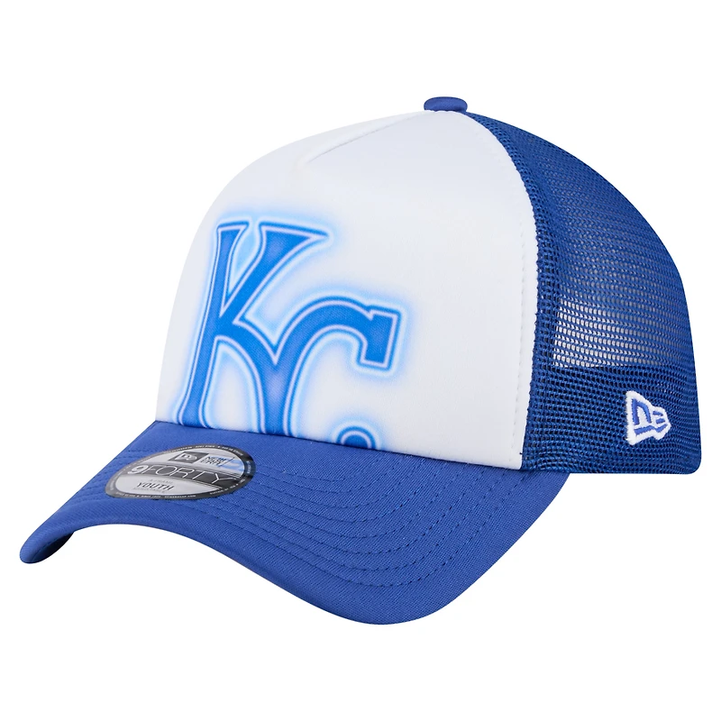 Casquette trucker New Era 9FORTY pour tout-petit, blanche et royale, Kansas City Royals, modèle A-Frame peint, ajustable