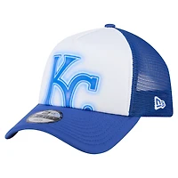 Casquette trucker New Era 9FORTY pour tout-petit, blanche et royale, Kansas City Royals, modèle A-Frame peint, ajustable