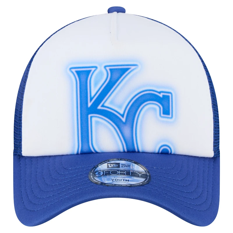 Toddler New Era White/Royal Kansas City Royals Painted A-Frame 9FORTY Trucker Adjustable Hat