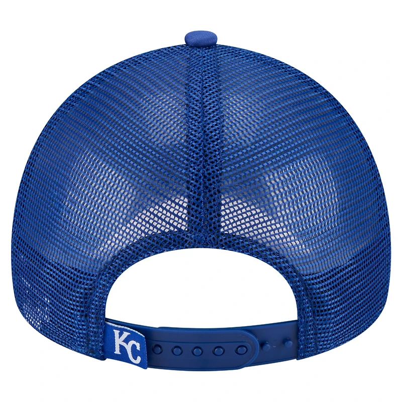 Casquette trucker New Era 9FORTY pour tout-petit, blanche et royale, Kansas City Royals, modèle A-Frame peint, ajustable