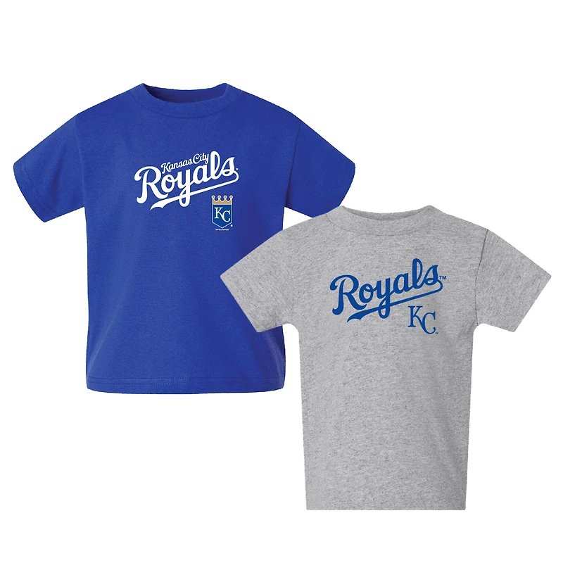 Ensemble de 2 t-shirts pour tout-petits, bleu royal/gris, avec le logo des Kansas City Royals.