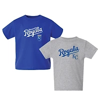 Ensemble de 2 t-shirts pour tout-petits, bleu royal/gris, avec le logo des Kansas City Royals.