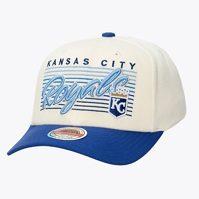 Casquette unisexe Mitchell & Ness crème Kansas City Royals Retro Lines Stretch Snapback