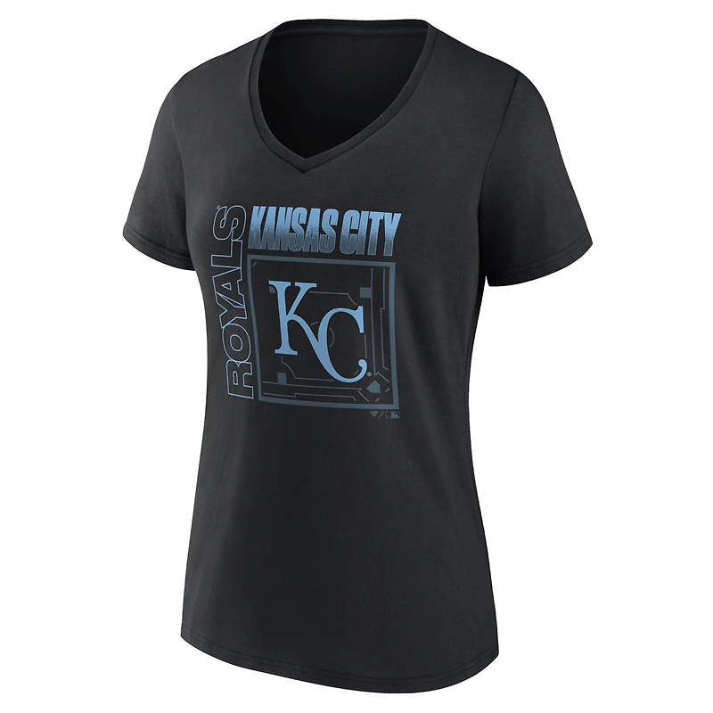 Women's Black Kansas City Royals Home Field Pop Personalized Name & Number V-Neck T-Shirt