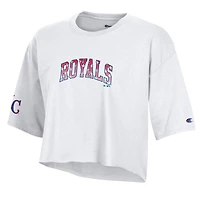 Women's Champion  White Kansas City Royals Boyfriend Cropped Americana T-Shirt