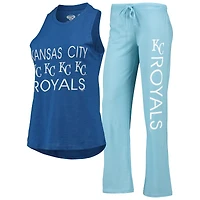 Concepts Sport Bleu clair/Royal Kansas City Royals Meter Muscle Débardeur et pantalon Ensemble de nuit