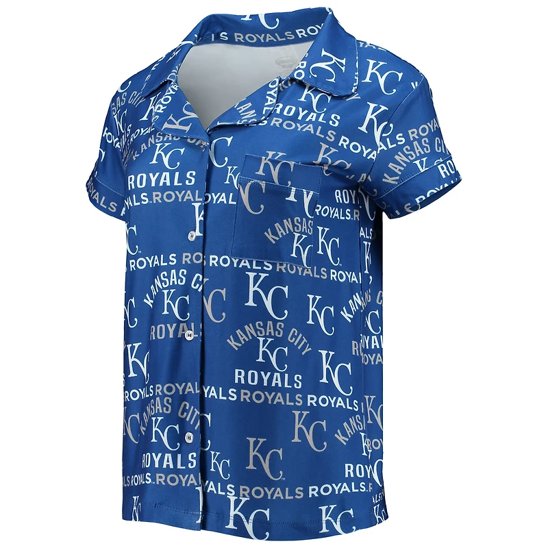 Concepts Sport Royal Kansas City Royals Ensemble de nuit avec haut et short imprimés phares pour femme