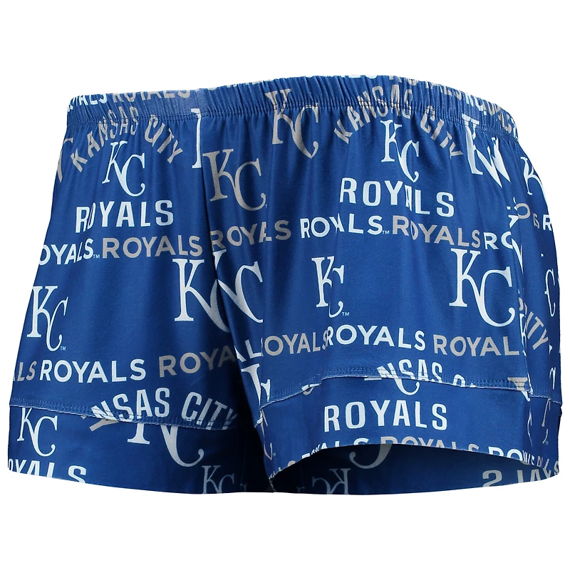 Concepts Sport Royal Kansas City Royals Ensemble de nuit avec haut et short imprimés phares pour femme
