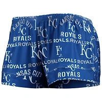 Concepts Sport Royal Kansas City Royals Ensemble de nuit avec haut et short imprimés phares pour femme