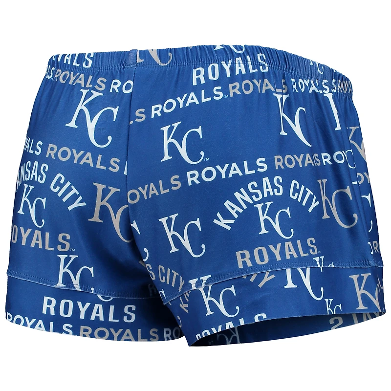 Concepts Sport Royal Kansas City Royals Ensemble de nuit avec haut et short imprimés phares pour femme