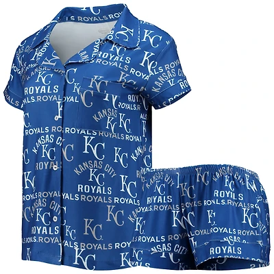 Concepts Sport Royal Kansas City Royals Ensemble de nuit avec haut et short imprimés phares pour femme