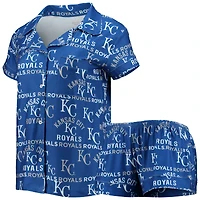 Concepts Sport Royal Kansas City Royals Ensemble de nuit avec haut et short imprimés phares pour femme