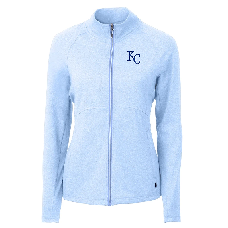 Veste raglan zippée intégrale Cutter & Buck Heather Light Blue Kansas City Royals pour femme
