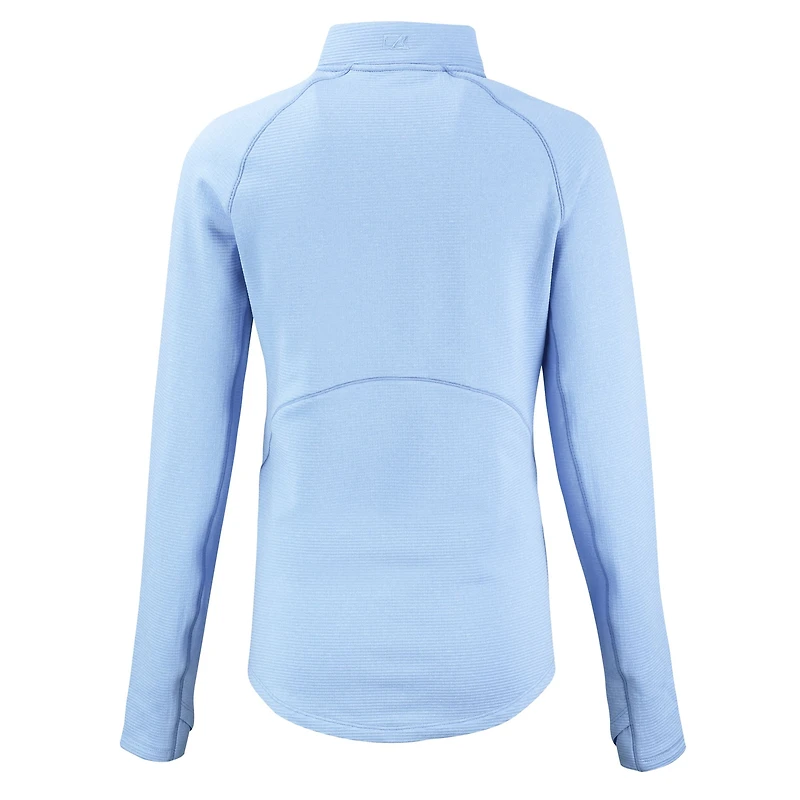 Haut à demi-zip raglan en polaire recyclée Peshastin bleu clair chiné pour femme de Cutter & Buck, Kansas City Royals