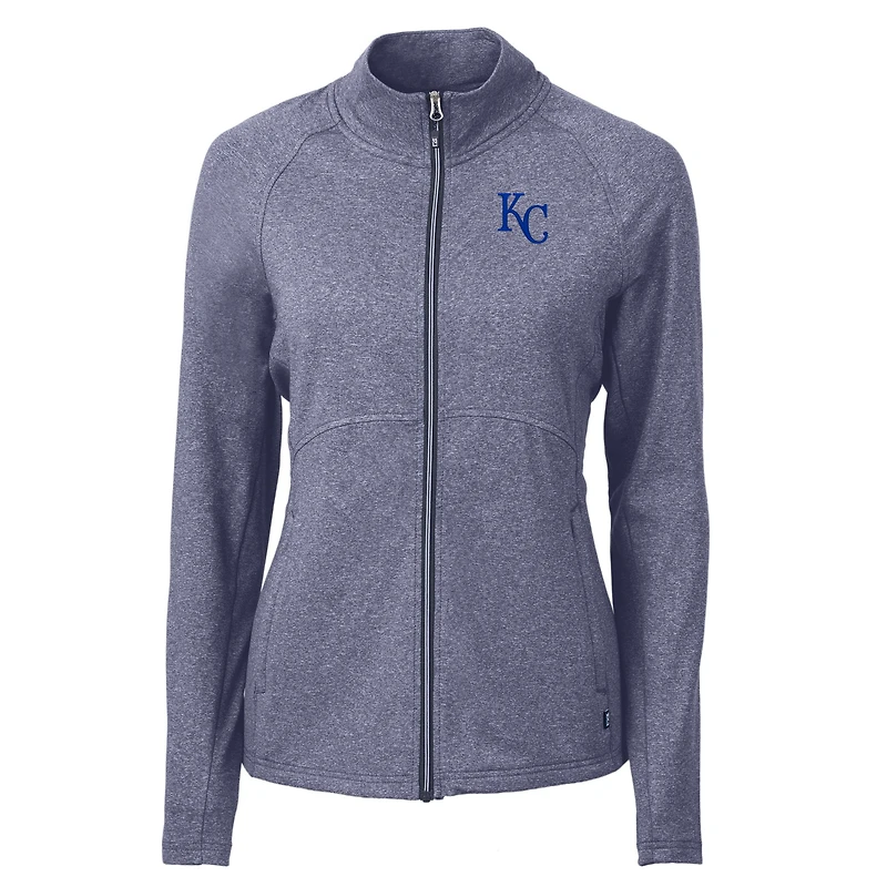 Veste zippée intégrale en tricot écologique Adapt pour femme Cutter & Buck Heather Navy des Royals de Kansas City