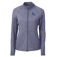 Veste zippée intégrale en tricot écologique Adapt pour femme Cutter & Buck Heather Navy des Royals de Kansas City