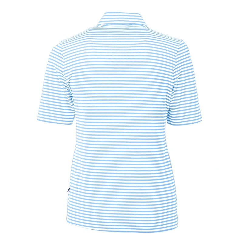 Women's Cutter & Buck Light Blue/White Kansas City Royals  Virtue Eco Pique Stripe Recycled Tri-Blend Quarter-Zip Top