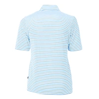 Women's Cutter & Buck Light Blue/White Kansas City Royals  Virtue Eco Pique Stripe Recycled Tri-Blend Quarter-Zip Top