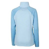 Haut demi-zippé à rayures ton sur DryTec Forge bleu clair pour femme des Royals de Kansas City Cutter & Buck
