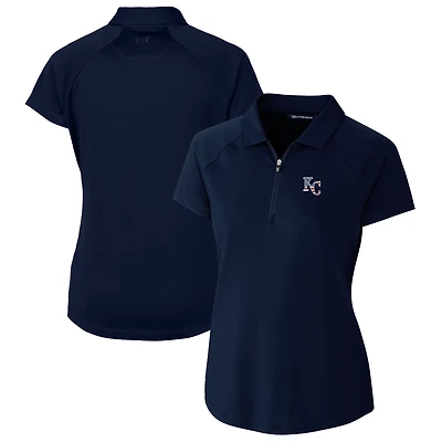 Women's Cutter & Buck Navy Kansas City Royals Americana Logo DryTec Forge Stretch Polo