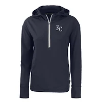 Sweat à capuche demi-zippé écologique recyclé Daybreak pour femme, bleu marine, des Royals de Kansas City, Cutter & Buck