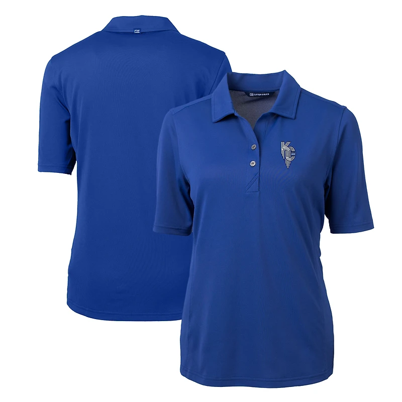 Women's Cutter & Buck  Royal Kansas City Royals Connect DryTec Virtue Eco Pique Recycled Polo
