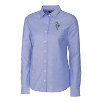 Chemise habillée à manches longues en tissu Oxford extensible City Connect pour femme, Cutter & Buck Royal Kansas Royals