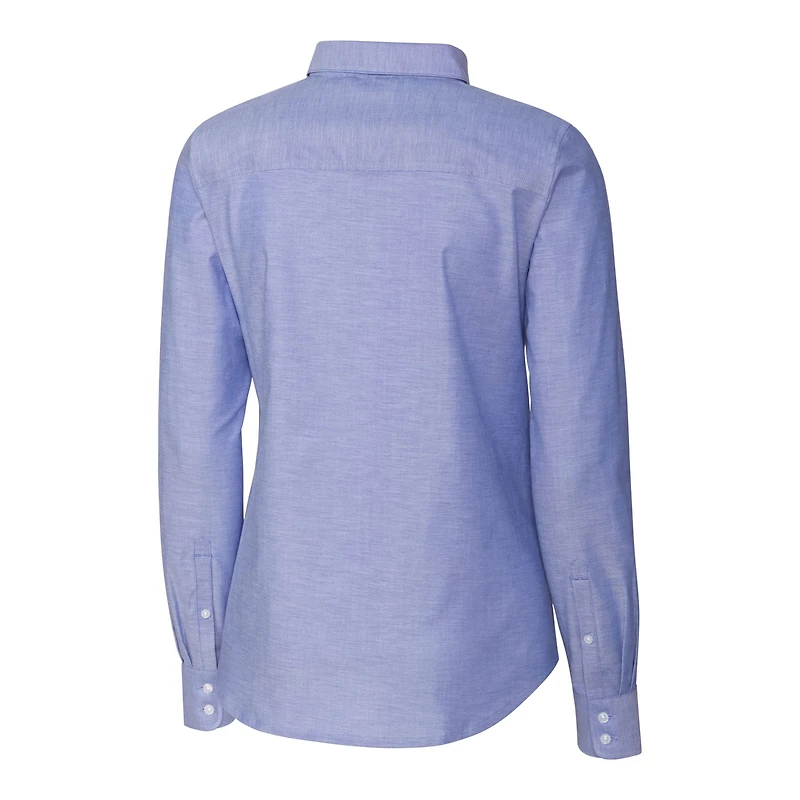Chemise habillée à manches longues en tissu Oxford extensible City Connect pour femme, Cutter & Buck Royal Kansas Royals
