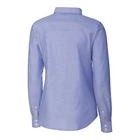 Chemise habillée à manches longues en tissu Oxford extensible City Connect pour femme, Cutter & Buck Royal Kansas Royals