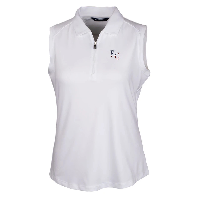Polo sans manches extensible DryTec Forge pour femme, blanc, avec logo Americana des Royals de Kansas City, Cutter & Buck