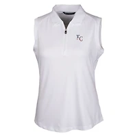 Polo sans manches extensible DryTec Forge pour femme, blanc, avec logo Americana des Royals de Kansas City, Cutter & Buck