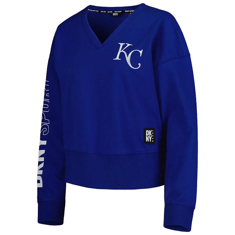 Women's DKNY Sport Royal Kansas City Royals Lily V-Neck Pullover Sweatshirt